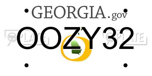 OOZY32 Georgia License Plate