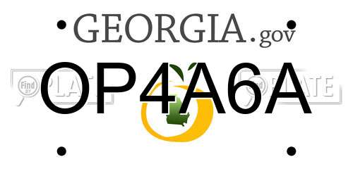 OP4A6A Georgia License Plate