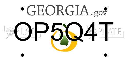 OP5Q4T Georgia License Plate