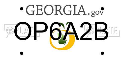 OP6A2B Georgia License Plate