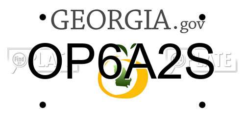 OP6A2S Georgia License Plate