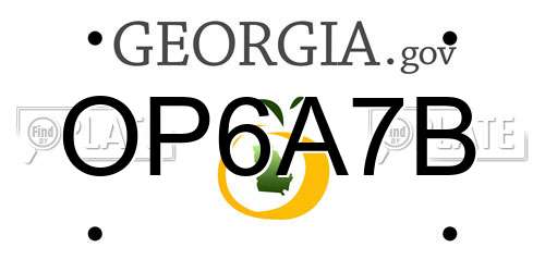 OP6A7B Georgia License Plate