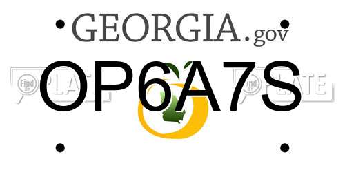 OP6A7S Georgia License Plate