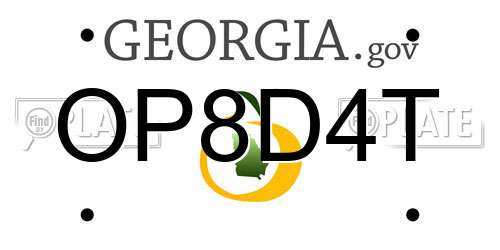 OP8D4T Georgia License Plate