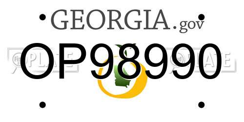 OP98990 Georgia License Plate