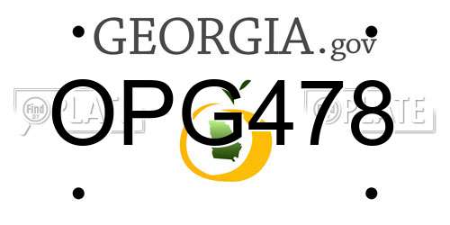 OPG478 Georgia License Plate