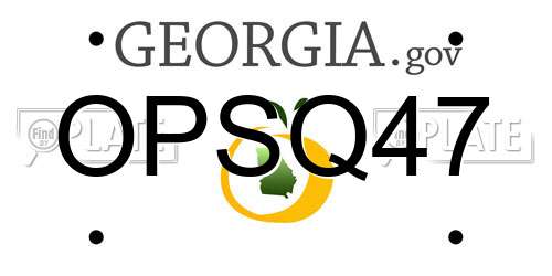 OPSQ47 Georgia License Plate