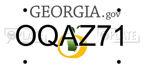 OQAZ71 Georgia License Plate