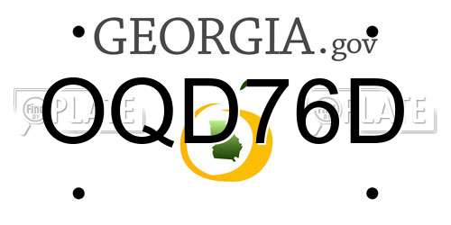 OQD76D Georgia License Plate