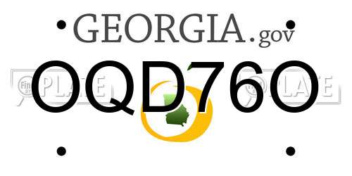 OQD76O Georgia License Plate