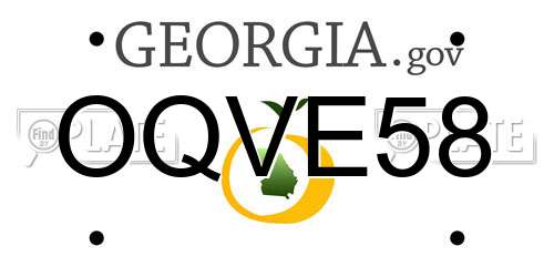 OQVE58 Georgia License Plate