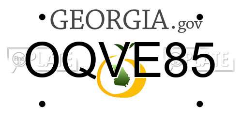 OQVE85 Georgia License Plate