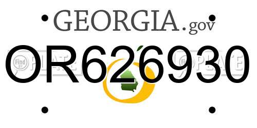 OR626930 Georgia License Plate