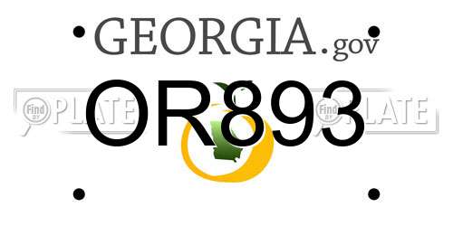 OR893 Georgia License Plate