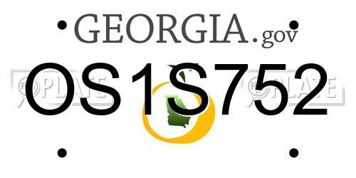 OS1S752 Georgia License Plate