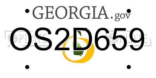 OS2D659 Georgia License Plate