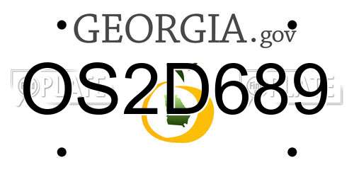 OS2D689 Georgia License Plate