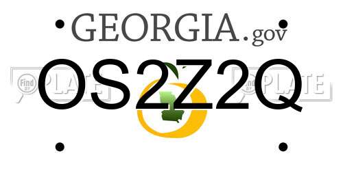 OS2Z2Q Georgia License Plate