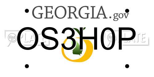 OS3H0P Georgia License Plate