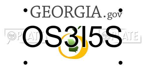 OS3I5S Georgia License Plate
