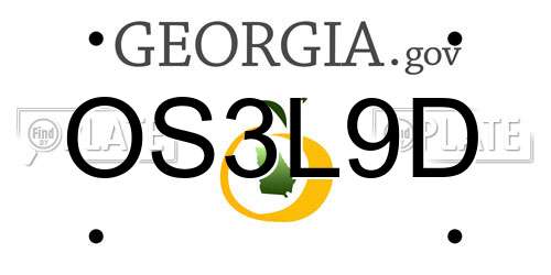 OS3L9D Georgia License Plate