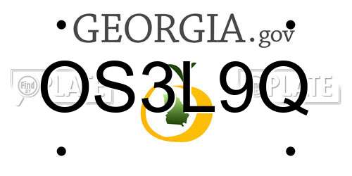 OS3L9Q Georgia License Plate