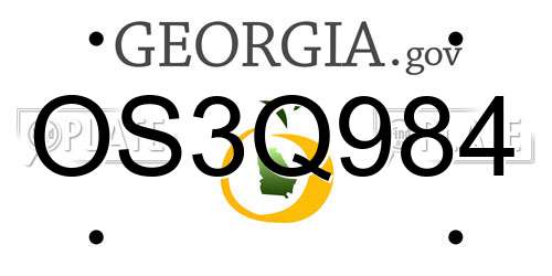 OS3Q984 Georgia License Plate