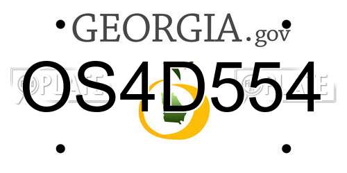 OS4D554 Georgia License Plate