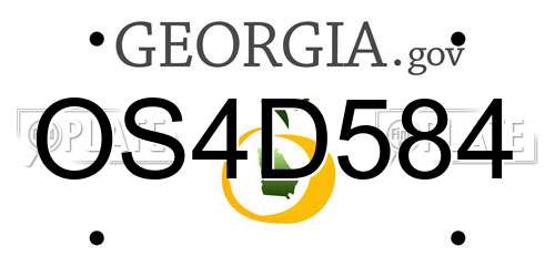 OS4D584 Georgia License Plate