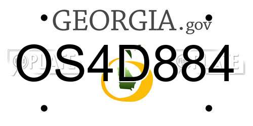 OS4D884 Georgia License Plate