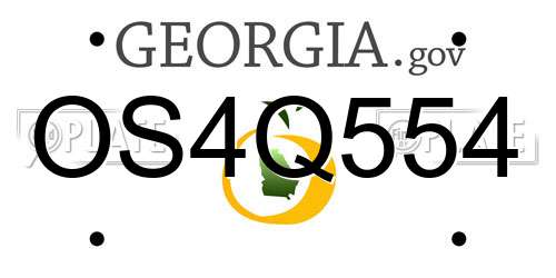 OS4Q554 Georgia License Plate