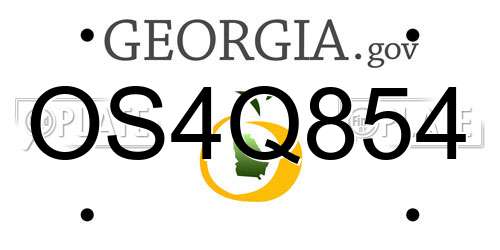 OS4Q854 Georgia License Plate