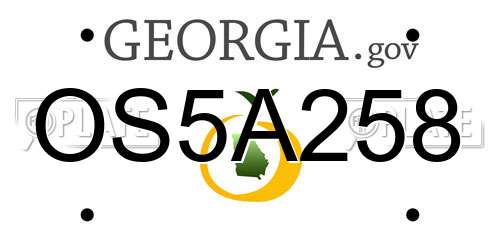OS5A258 Georgia License Plate