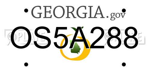 OS5A288 Georgia License Plate