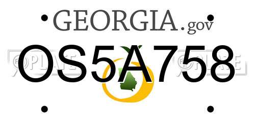 OS5A758 Georgia License Plate