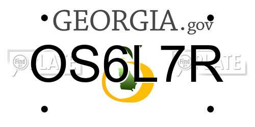 OS6L7R Georgia License Plate