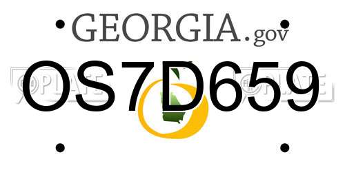 OS7D659 Georgia License Plate
