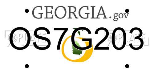 OS7G203 Georgia License Plate