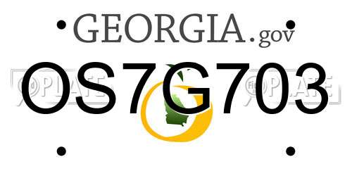 OS7G703 Georgia License Plate