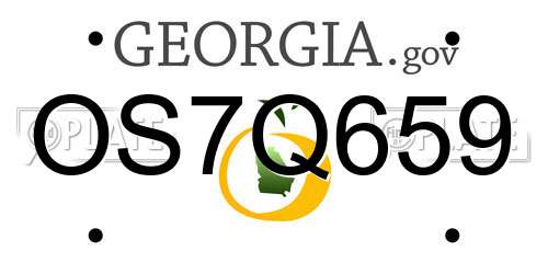 OS7Q659 Georgia License Plate