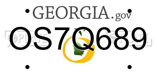 OS7Q689 Georgia License Plate