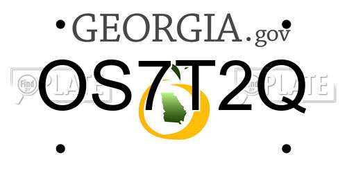 OS7T2Q Georgia License Plate