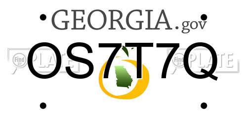 OS7T7Q Georgia License Plate