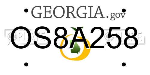 OS8A258 Georgia License Plate