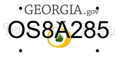 OS8A285 Georgia License Plate