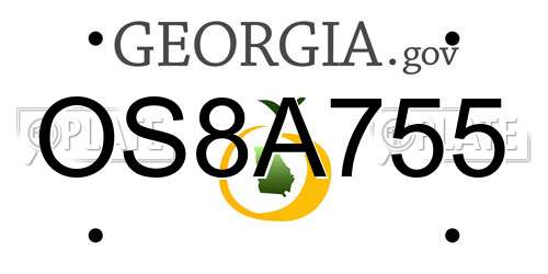 OS8A755 Georgia License Plate