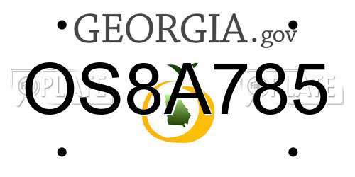 OS8A785 Georgia License Plate