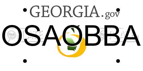 OSAOBBA Georgia License Plate