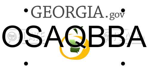 OSAQBBA Georgia License Plate