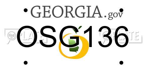 OSG136 Georgia License Plate
